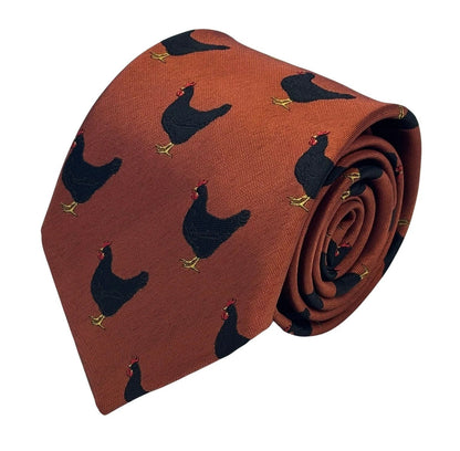 Frederick Thomas Copper Burnt Orange Tie - Handmade Luxury With Rooster Embroidered Motif by Frederick Thomas Handmade Mens Ties
