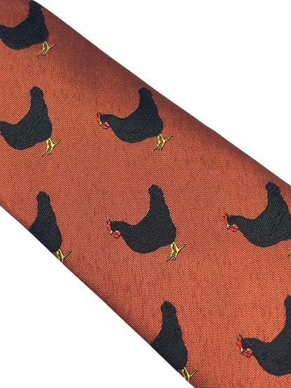 Frederick Thomas Copper Burnt Orange Tie - Handmade Luxury With Rooster Embroidered Motif by Frederick Thomas Handmade Mens Ties