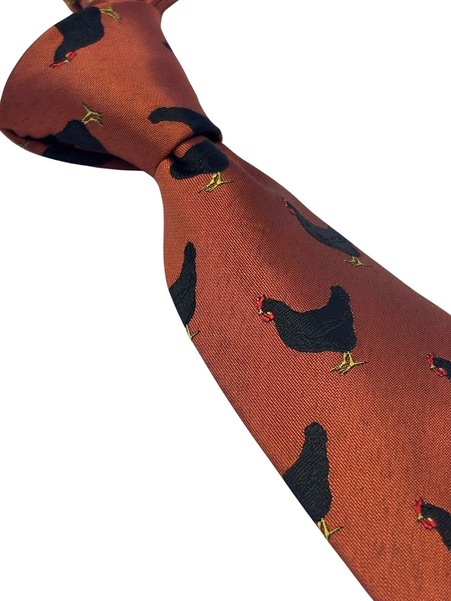 Frederick Thomas Copper Burnt Orange Tie - Handmade Luxury With Rooster Embroidered Motif by Frederick Thomas Handmade Mens Ties