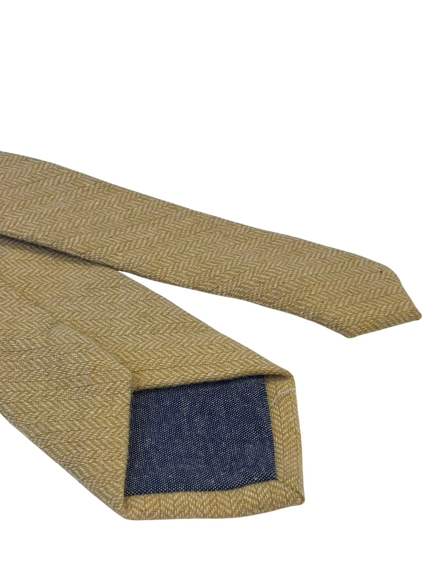 Honey Gold Yellow Wool Tie With Herringbone Design - Handmade By Frederick Thomas For Sophisticated Professionals by Frederick Thomas Handmade Mens Ties
