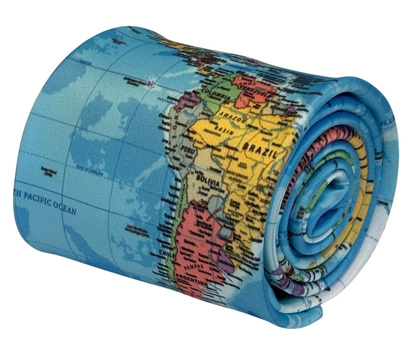 Global World Map Design Handmade Tie - Handcrafted Elegance With A Distinctive Map Motif For A Global Professional by Frederick Thomas Handmade Mens Ties