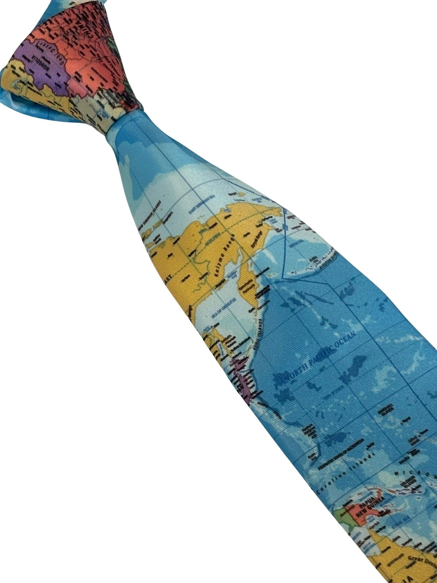Global World Map Design Handmade Tie - Handcrafted Elegance With A Distinctive Map Motif For A Global Professional by Frederick Thomas Handmade Mens Ties