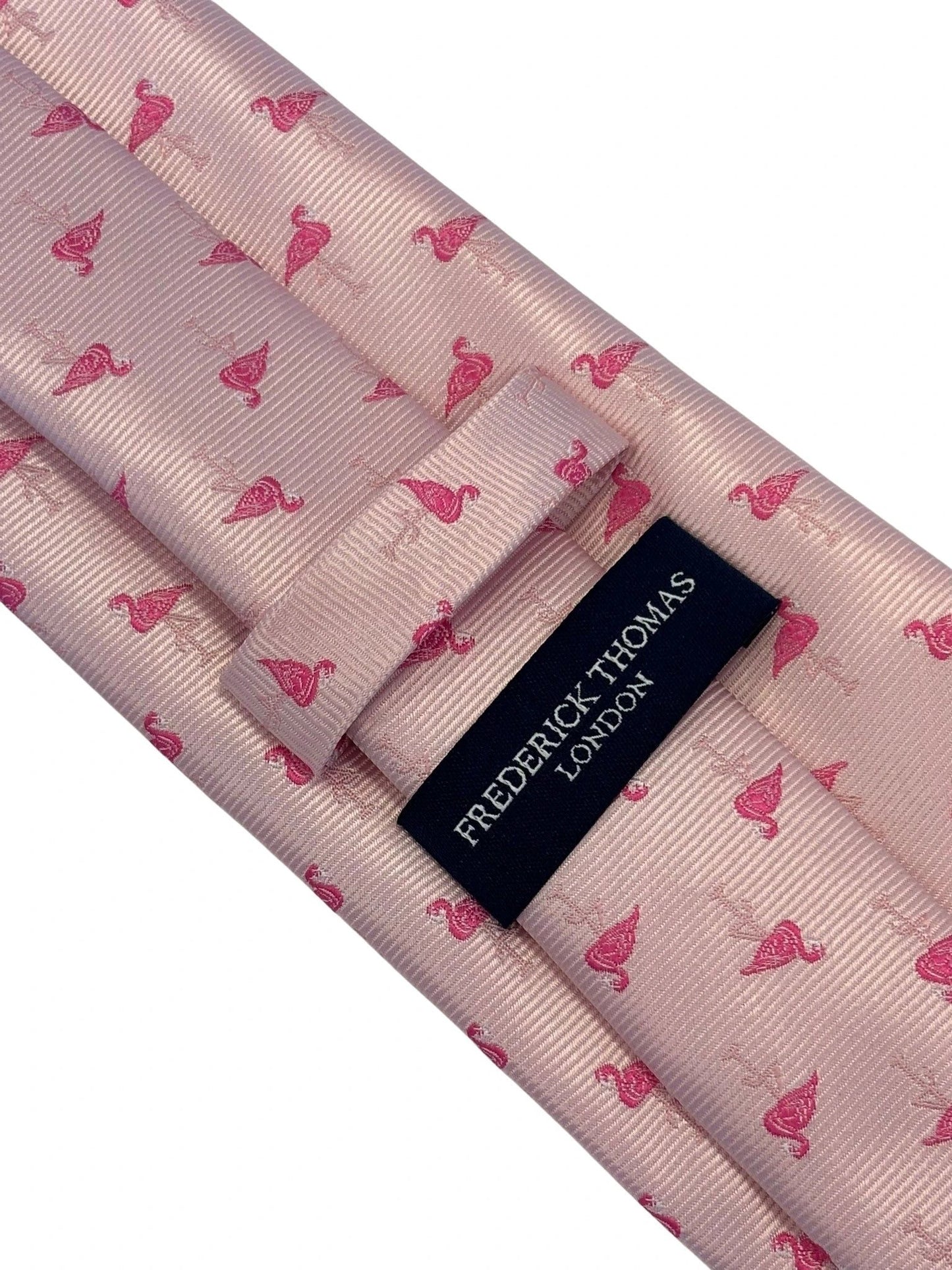 Light Baby Pink Tie With Flamingo Design - Handmade Luxury Tie For Distinctive Professional Style by Frederick Thomas Handmade Mens Ties