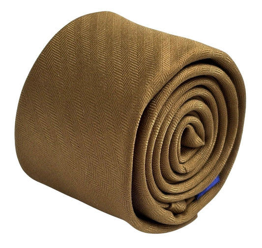 Golden Brown Herringbone Cotton Tie - Handcrafted Warmth And Timeless Texture For The Modern Professional by Frederick Thomas Handmade Mens Ties