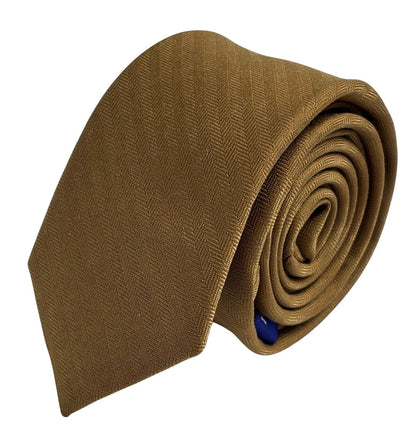 Golden Brown Herringbone Cotton Tie - Handcrafted Warmth And Timeless Texture For The Modern Professional by Frederick Thomas Handmade Mens Ties