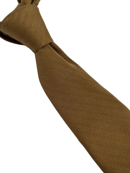 Golden Brown Herringbone Cotton Tie - Handcrafted Warmth And Timeless Texture For The Modern Professional by Frederick Thomas Handmade Mens Ties