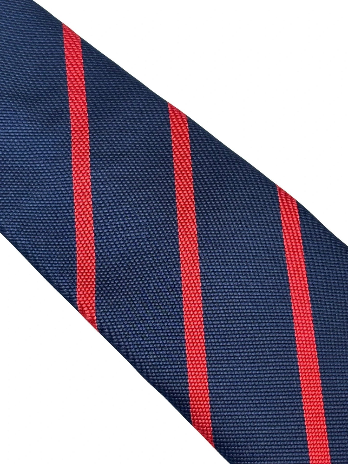 Frederick Thomas Handmade Classic Dark Navy Blue And Red Striped Tie - Artisan Craftsmanship Meets Contemporary Colourway by Frederick Thomas Handmade Mens Ties