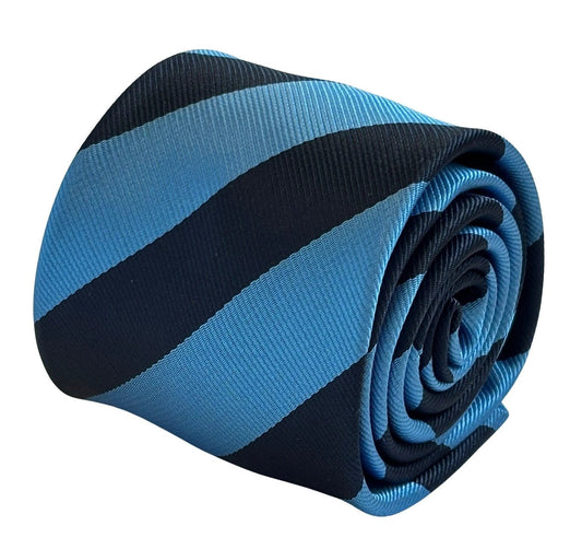Frederick Thomas Barber Stripe Tie - Handmade Classic Denim Blue And Navy Duo For The Modern Professional by Frederick Thomas Handmade Mens Ties