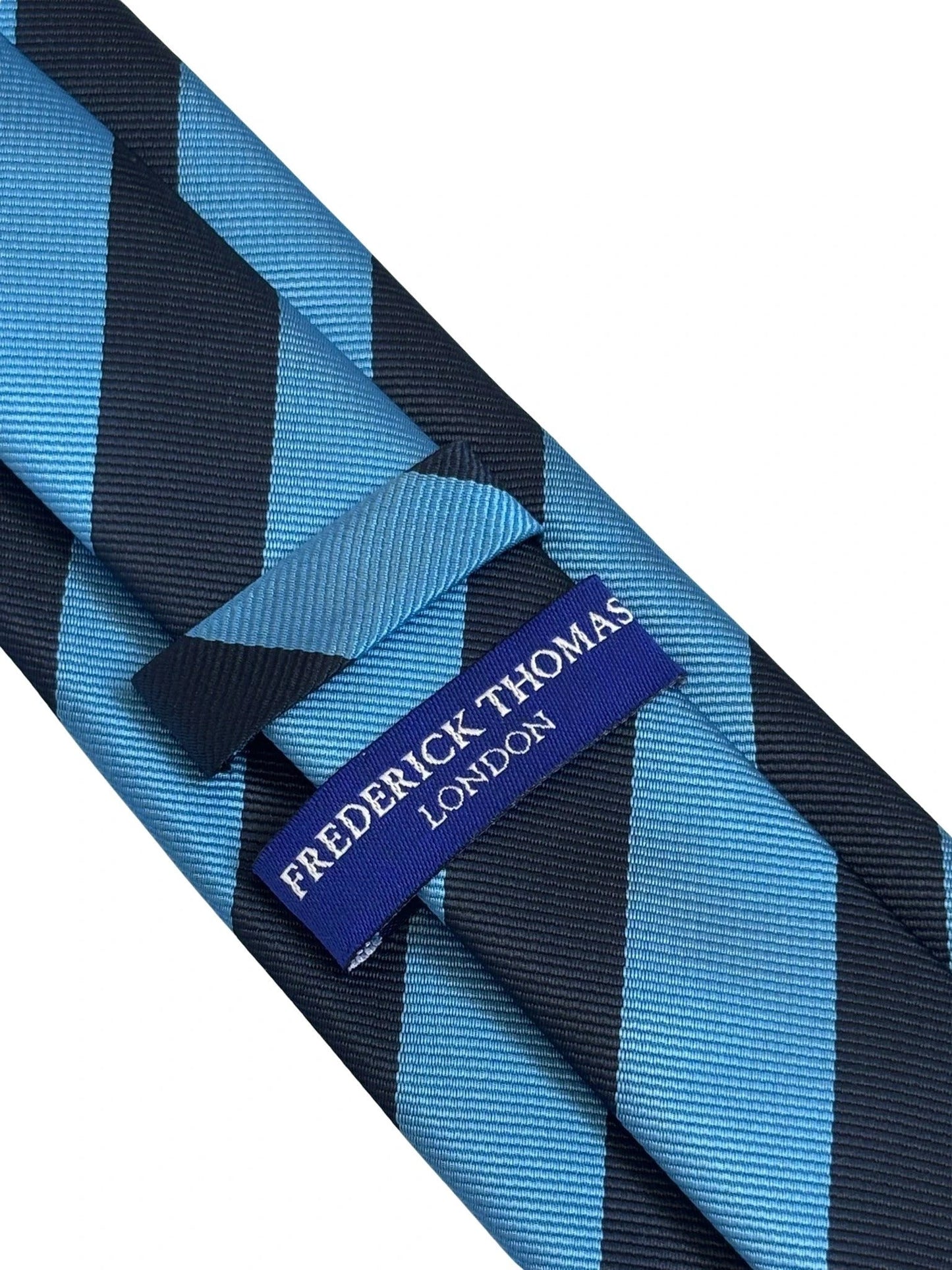 Frederick Thomas Barber Stripe Tie - Handmade Classic Denim Blue And Navy Duo For The Modern Professional by Frederick Thomas Handmade Mens Ties