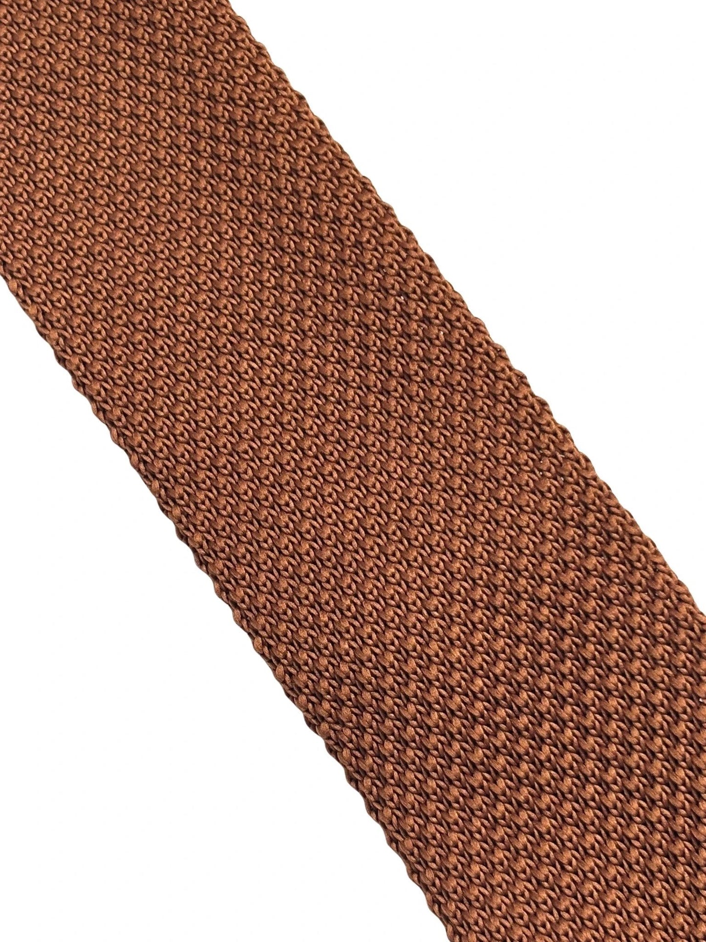 Frederick Thomas Medium Brown Skinny Knitted Tie - Handmade Statement Piece With Refined Tight Knit Texture by Frederick Thomas Handmade Mens Ties