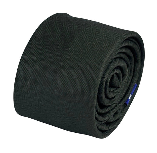 Handmade Khaki Army Dark Green Cotton Tie with Herringbone Design by Frederick Thomas Handmade Mens Ties