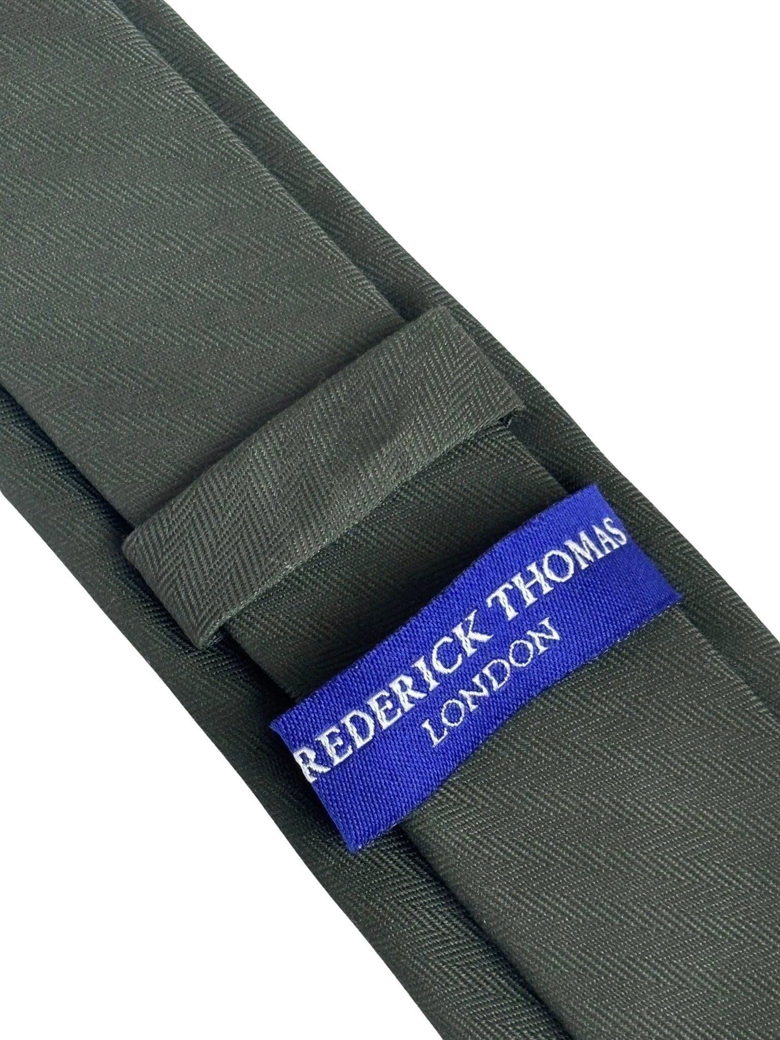 Handmade Khaki Army Dark Green Cotton Tie with Herringbone Design by Frederick Thomas Handmade Mens Ties