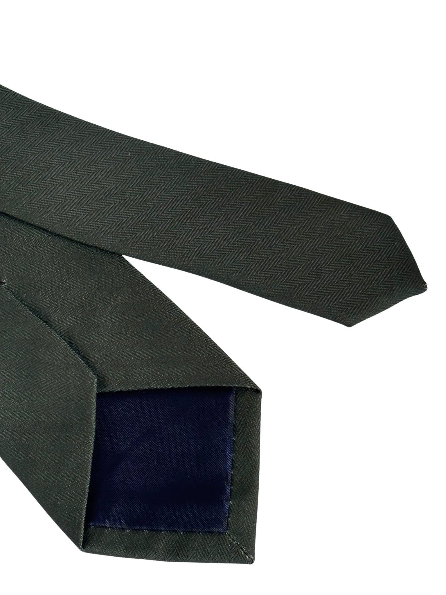 Handmade Khaki Army Dark Green Cotton Tie with Herringbone Design by Frederick Thomas Handmade Mens Ties