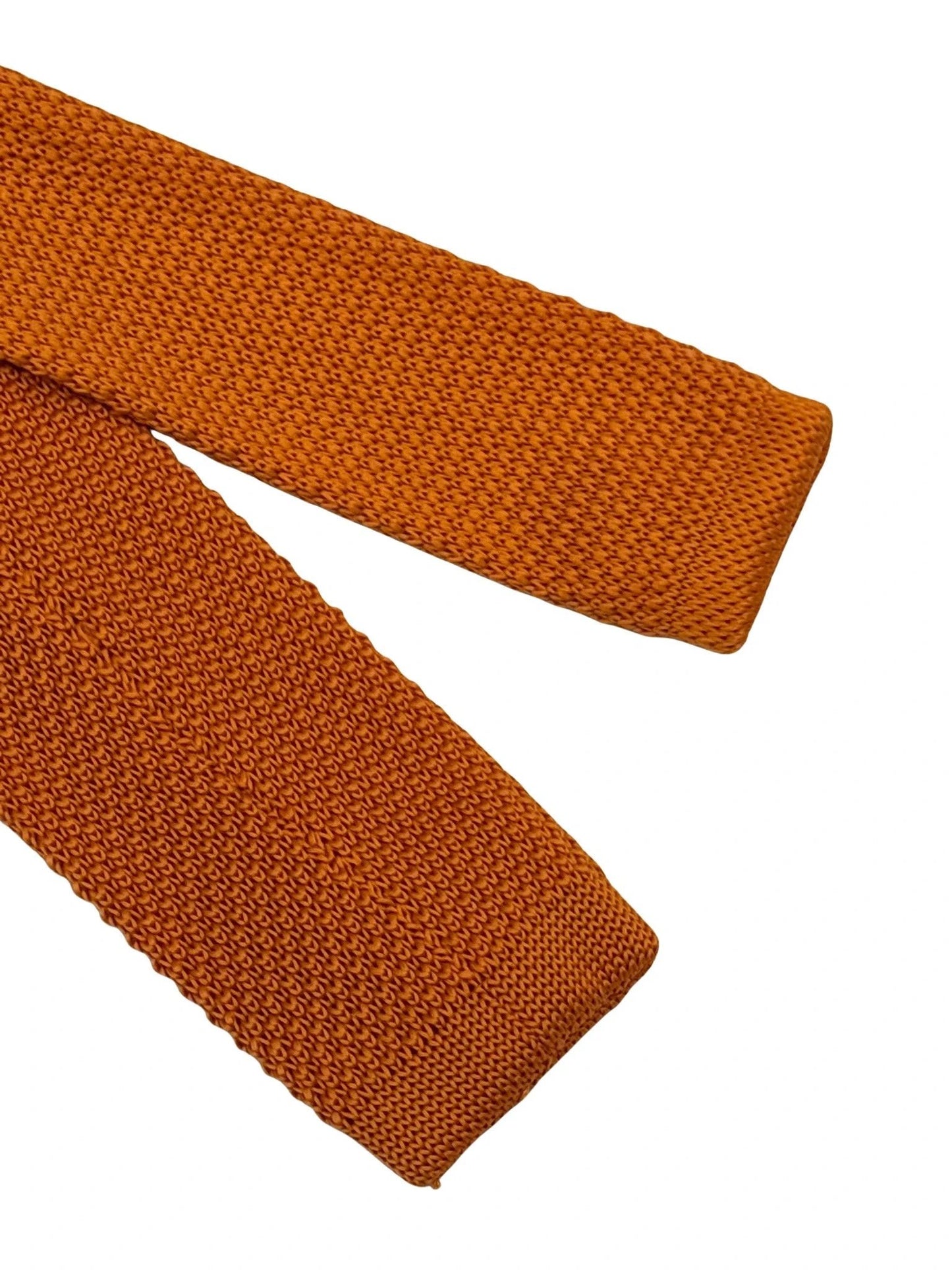 Frederick Thomas Handmade Knitted Tie In Bright Orange With Polka Dots - Timeless Craftsmanship Meets Modern Flair by Frederick Thomas Handmade Mens Ties