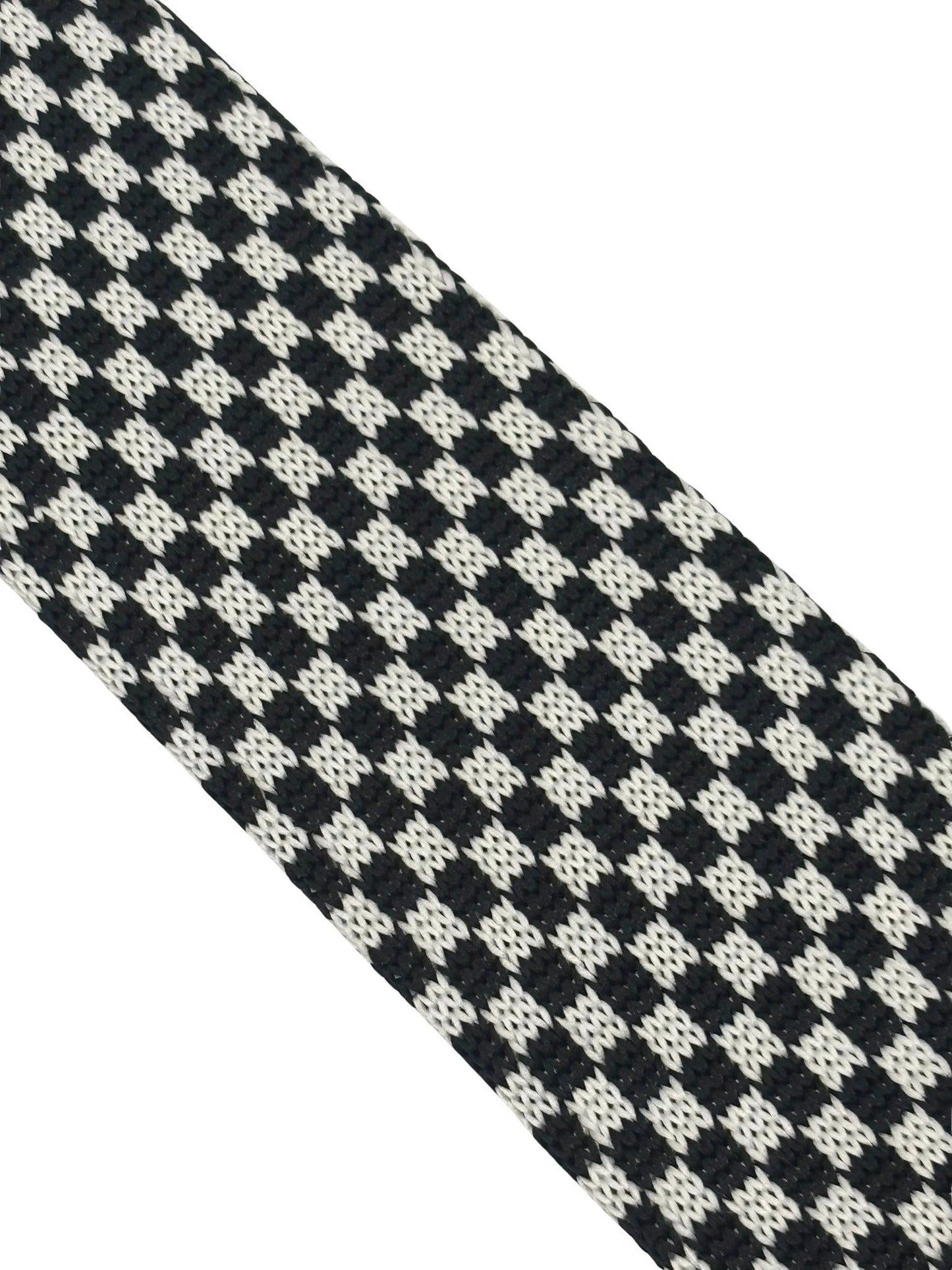 Handmade Knitted Tie With Black And White Check Design - Artisanal Craft And Textured Depth For Every Occasion by Frederick Thomas Handmade Mens Ties