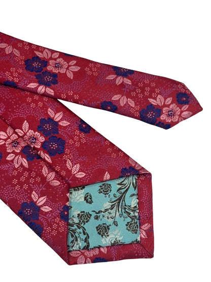 Frederick Thomas Handmade Dark Pink Cerise Tie With Floral Design - Bold And Elegant For The Luxury Professional by Frederick Thomas Handmade Mens Ties