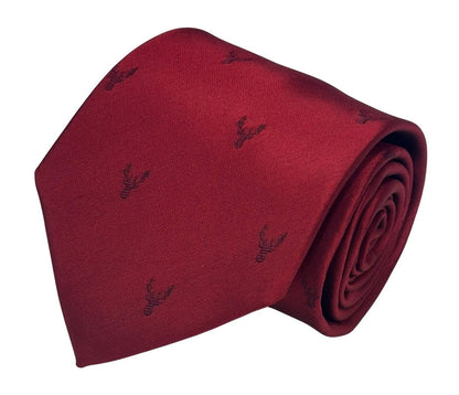 Handmade Dark Red Tie with Embroidered Burgundy Deer Head Design by Frederick Thomas Handmade Mens Ties