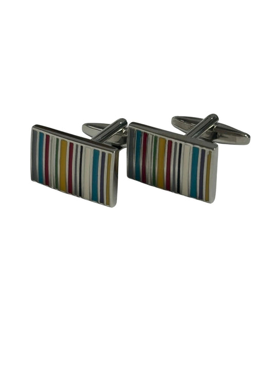 multicoloured striped cufflinks by Frederick Thomas Handmade Mens Ties