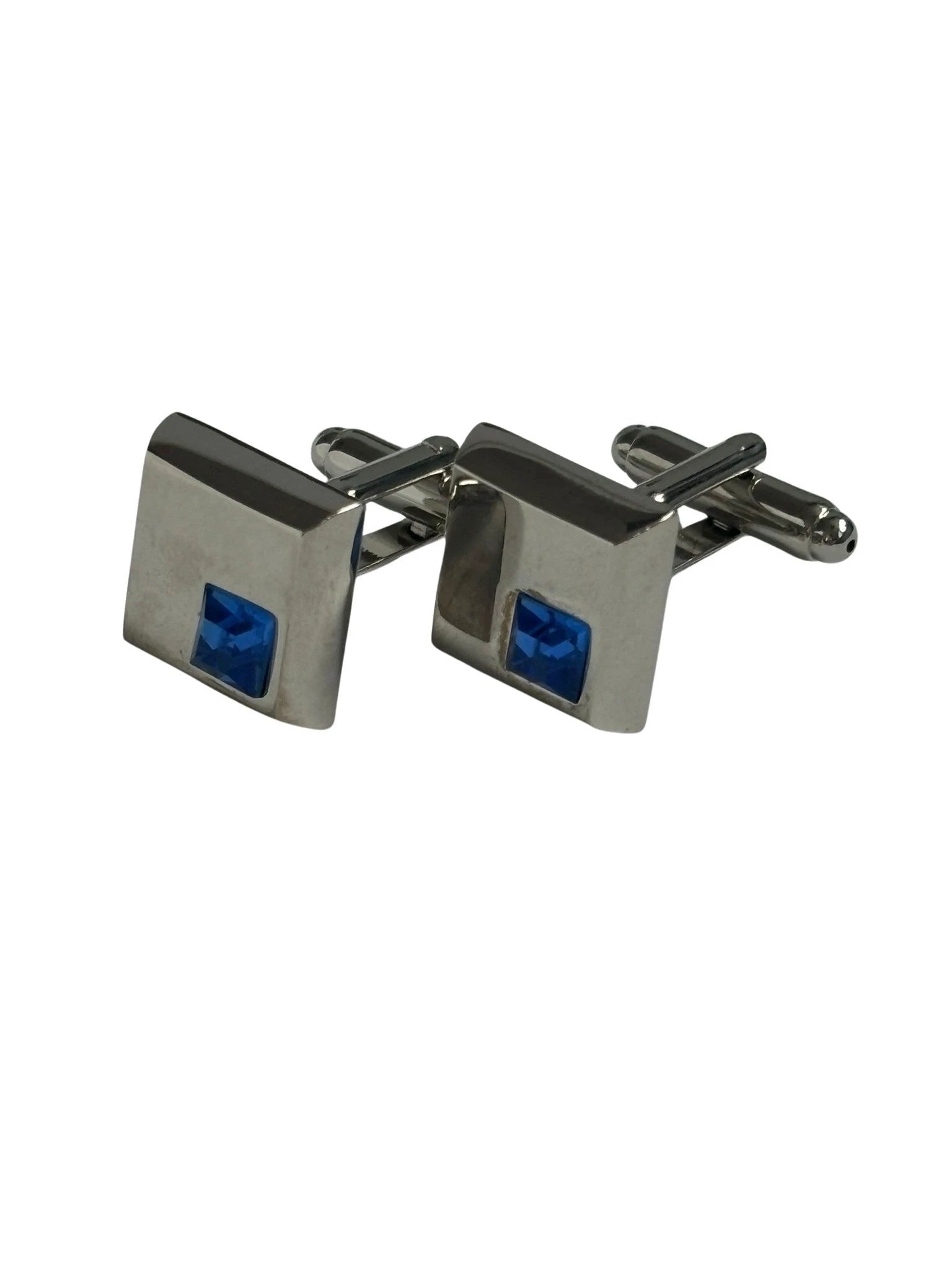 silver style square blue stone cufflinks by Frederick Thomas Handmade Mens Ties