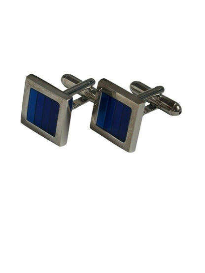 square cufflinks with subtle shades of blue stone by Frederick Thomas Handmade Mens Ties