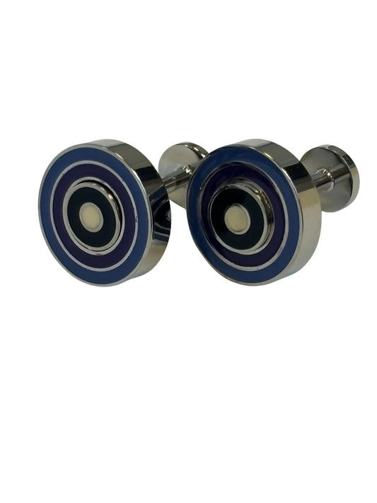Quirky dual style multicolour circular target design cufflinks by Frederick Thomas Handmade Mens Ties