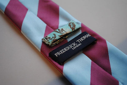 maroon and light blue barber striped tie by Frederick Thomas Handmade Mens Ties