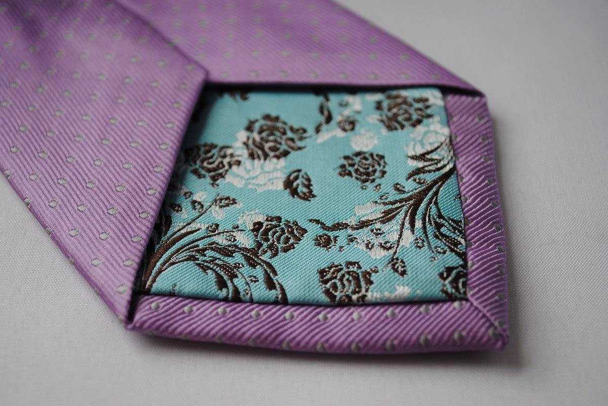 lilac with grey pin spots tie by Frederick Thomas Handmade Mens Ties