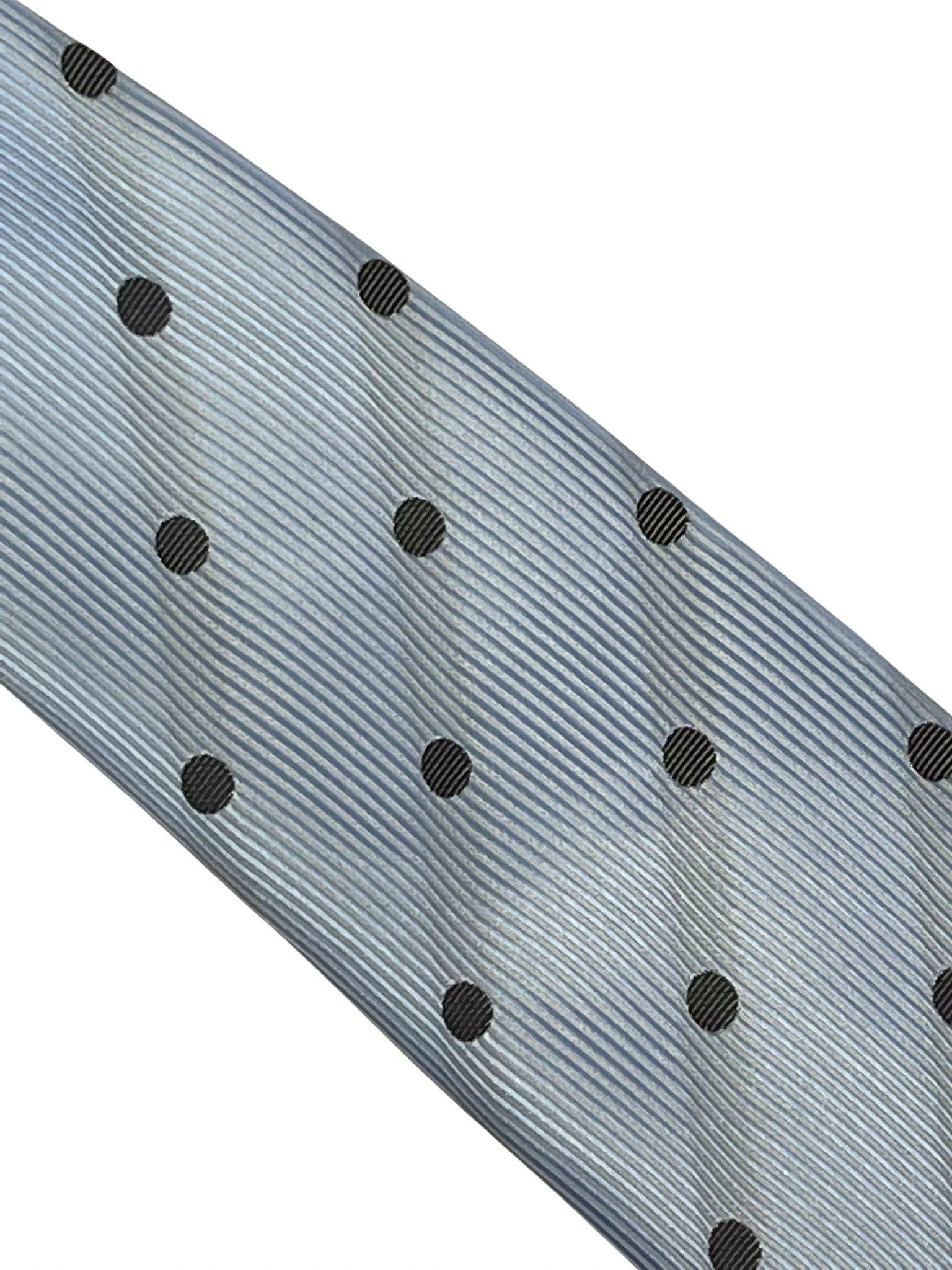 light blue tie with black polka dots by Frederick Thomas Handmade Mens Ties