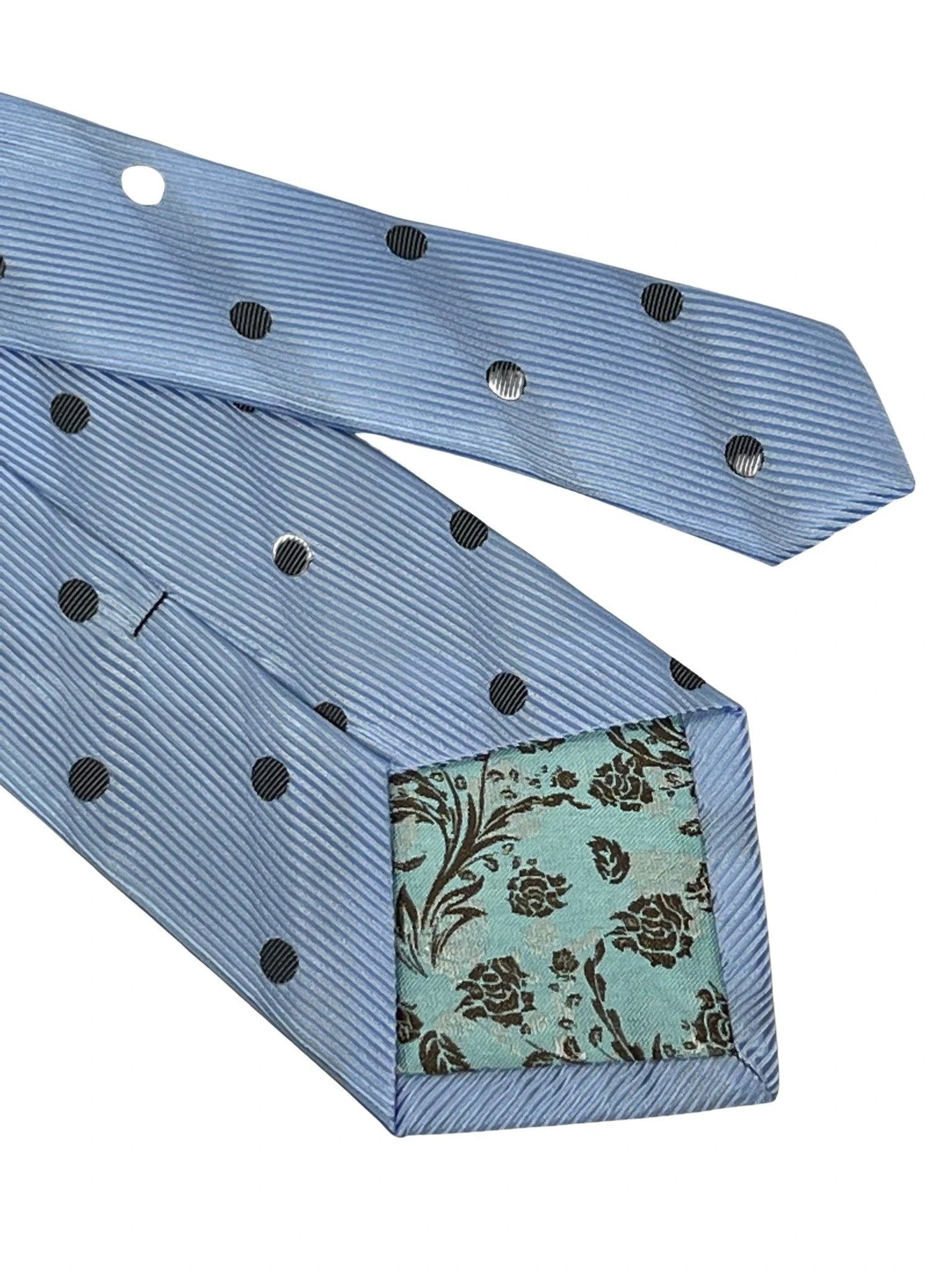 light blue tie with black polka dots by Frederick Thomas Handmade Mens Ties