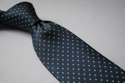 grey tie with turquoise pin spots by Frederick Thomas Handmade Mens Ties