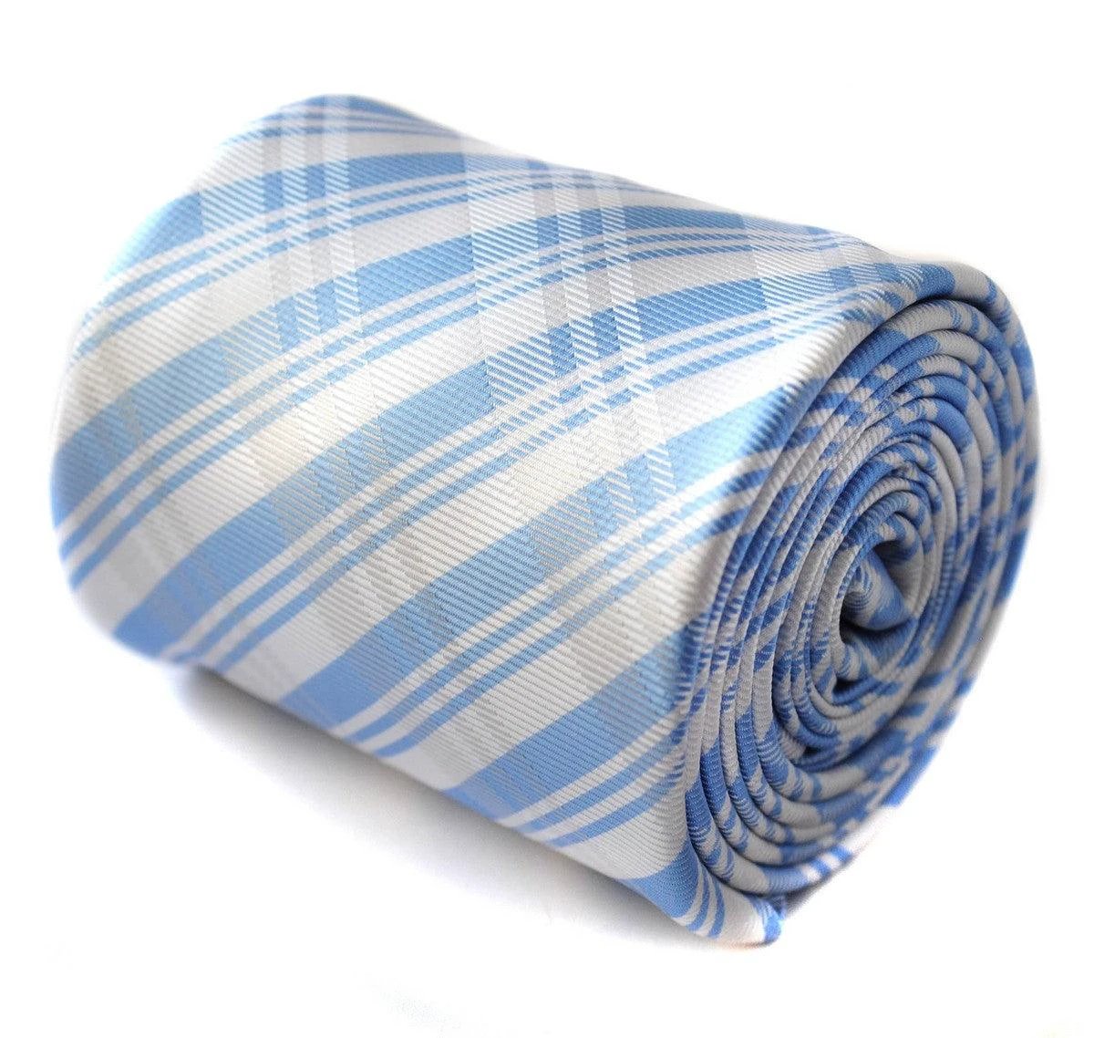 blue and white check design tie by Frederick Thomas Handmade Mens Ties