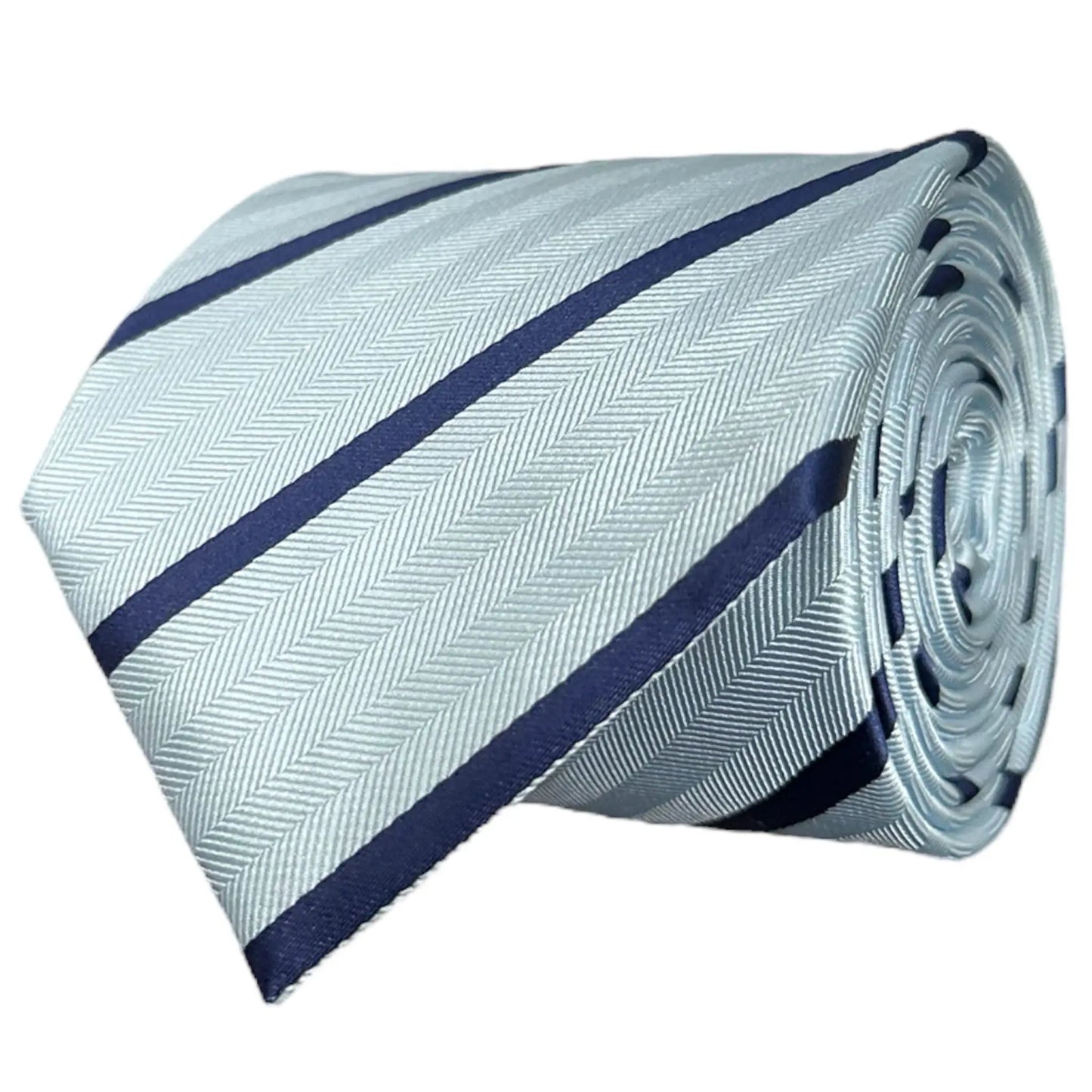 Light Blue & Navy Blue Stripe Tie - Hawksmoor Edit by OFL Ties
