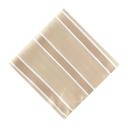 Beige & White Stripe Pocket Square - Charleston Edit by OFL Ties