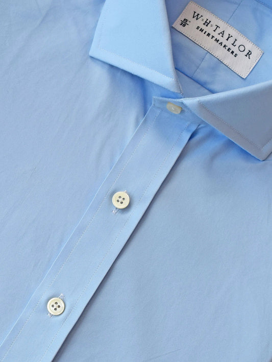 WH Taylor Shirtmakers Plain Sky Blue Poplin Men's Bespoke Shirt by whtshirtmakers.com