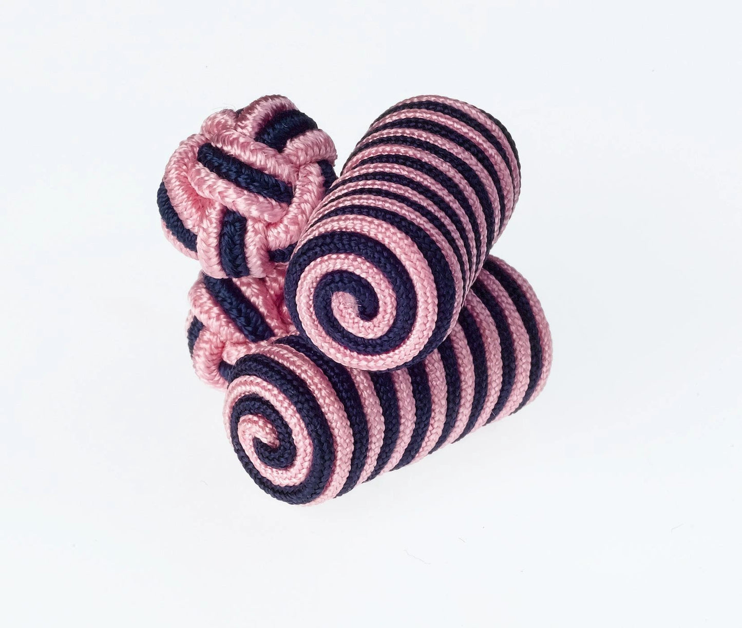 Pink And Navy Barrel Knot Cufflinks By Ringhart Shirting Fabrics by Ringhart Shirting Fabrics