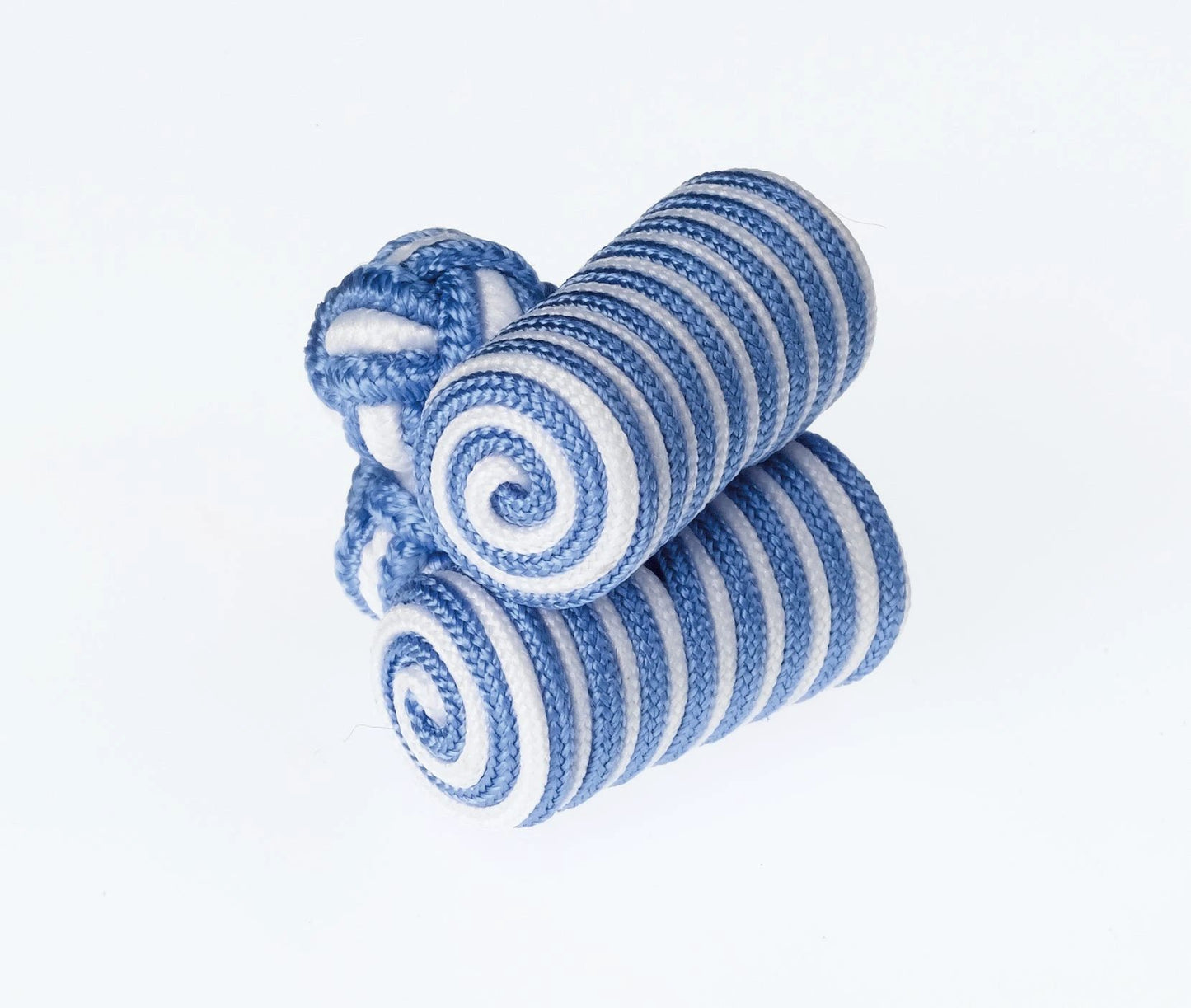 Blue and White Striped Barrel Cufflinks by Ringhart Shirting Fabrics by Ringhart Shirting Fabrics