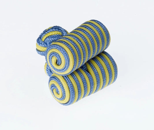 Blue And Yellow Barrel Cufflinks By Ringhart Shirting Fabrics by Ringhart Shirting Fabrics