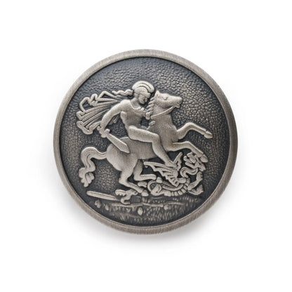 St George & The Dragon Blazer Button Set In Antique Silver by Benson & Clegg