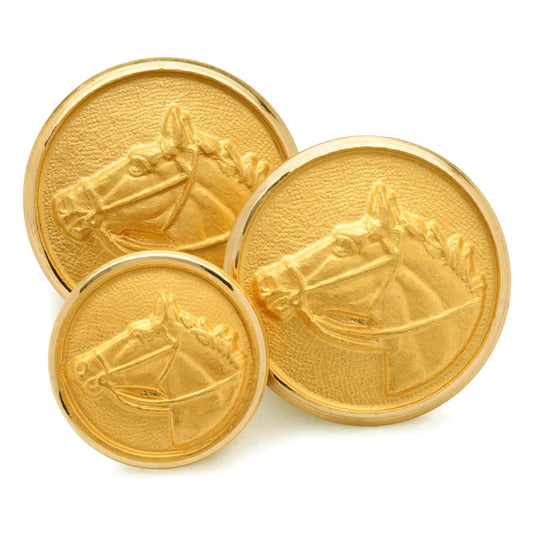 Horse Head Blazer Button Set In Gold by Benson & Clegg