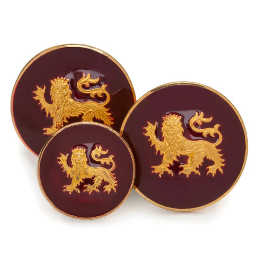 Lion Passant Guardant (Red Enamel) Blazer Button by Benson & Clegg