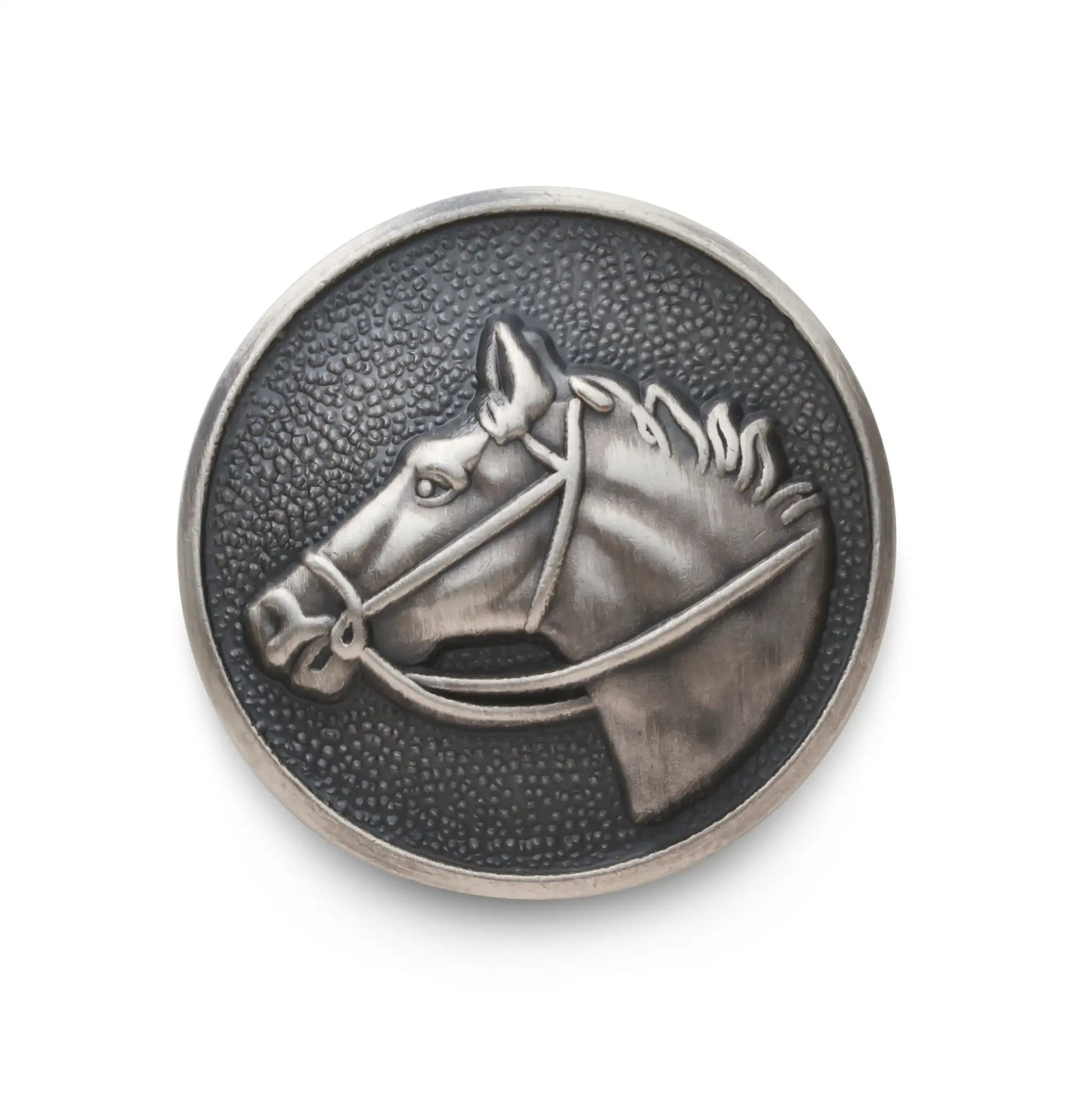 Horse Head Blazer Button In Antique Silver by Benson & Clegg