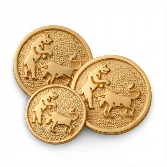 Bull And Bear Blazer Button In Gold by Benson & Clegg