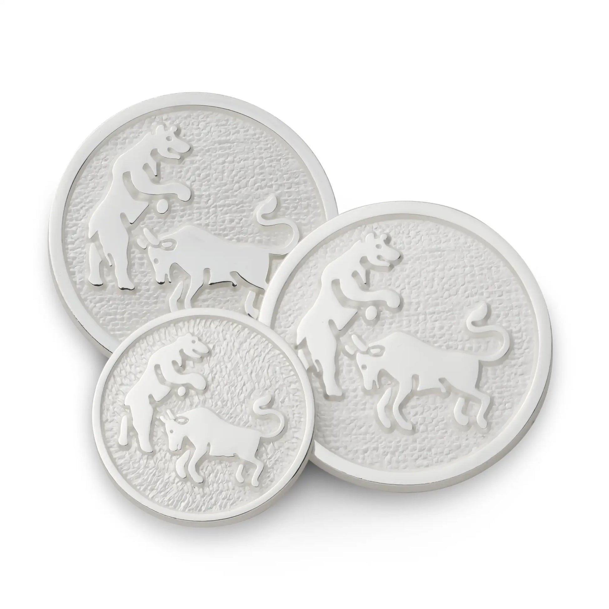 Bull And Bear Blazer Button In Silver by Benson & Clegg