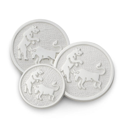 Bull And Bear Blazer Button Set In Silver by Benson & Clegg