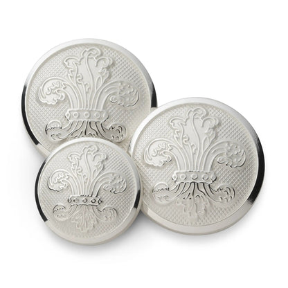 Fleur De Lys Blazer Button Set In Silver by Benson & Clegg