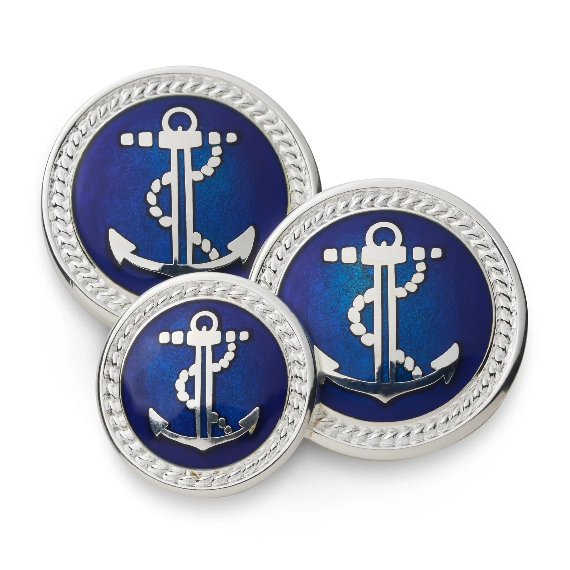 Anchor Blazer Button In Silver And Royal Blue by Benson & Clegg