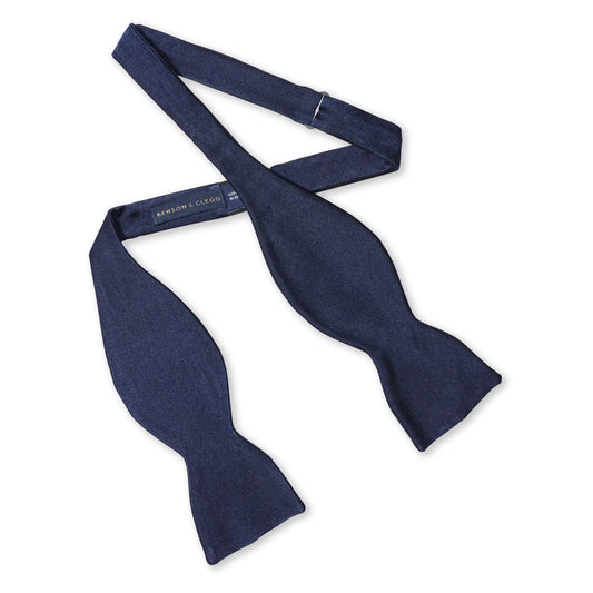 Navy Satin Silk Self-Tie Bow Tie by Benson & Clegg
