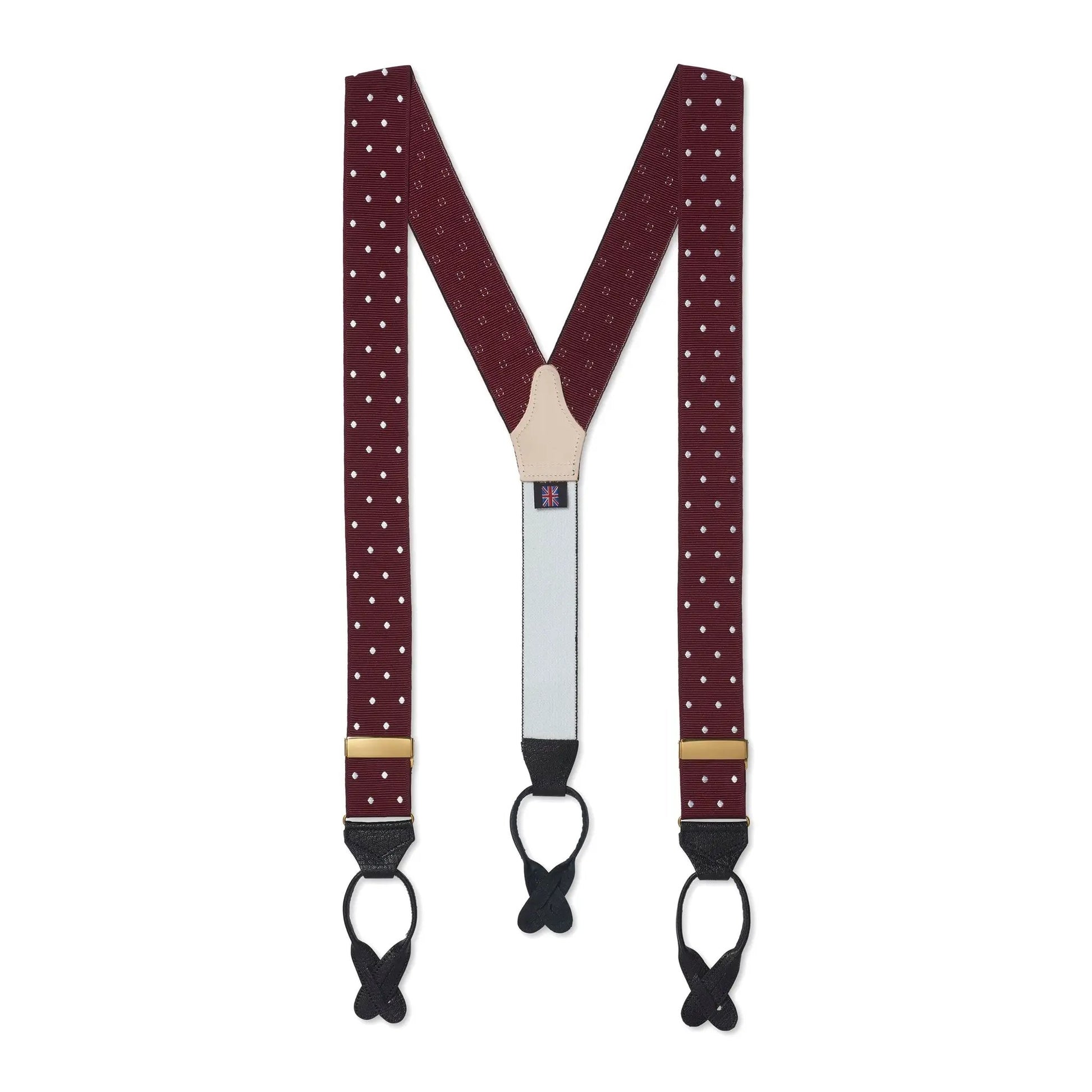 Wine & White Spot Moire Braces by Benson & Clegg