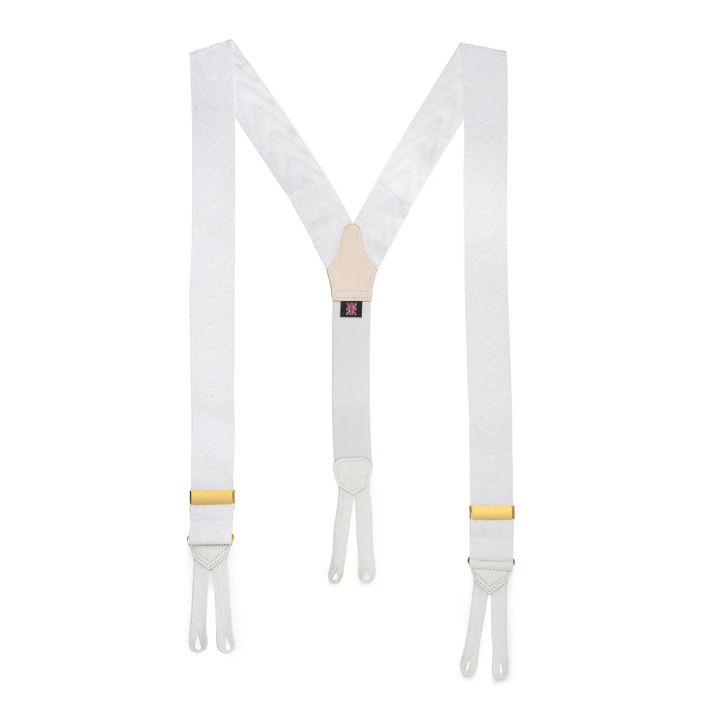 Silk Moire Braces In White by Benson & Clegg