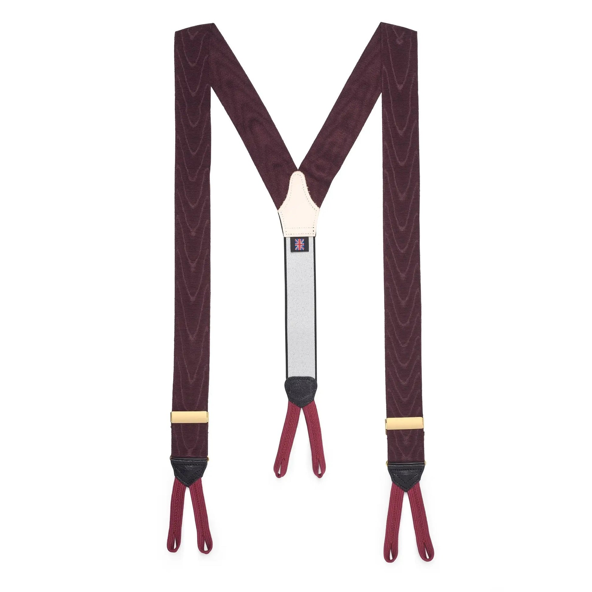 Silk Moire Braces In Wine by Benson & Clegg